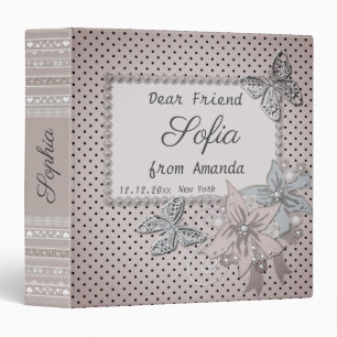 Retro vintage romantic scrapbook polka dot paper b 3 ring binder