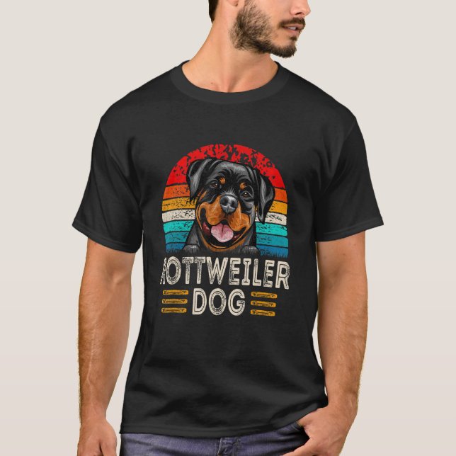 Retro Vintage Rottweiler Dog  Dog Owner T-Shirt (Front)