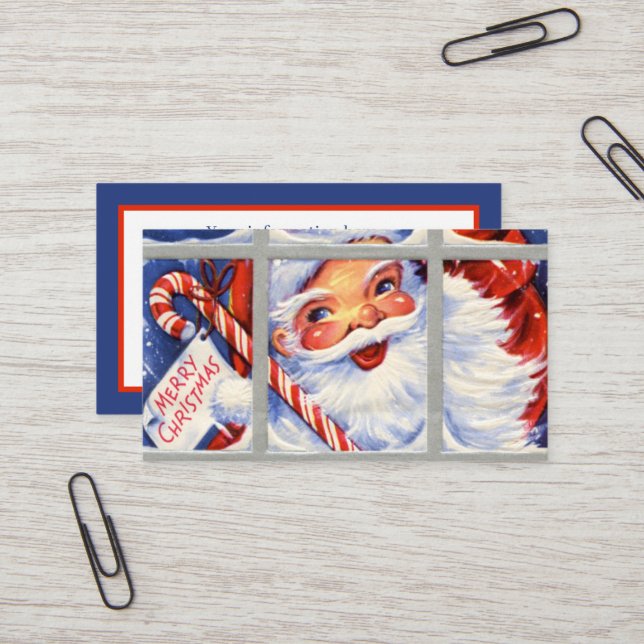retro vintage Santa add information Business Card (Front/Back In Situ)