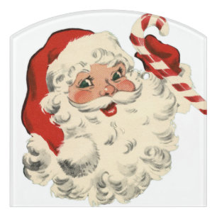 Retro Vintage Santa Chic Cute Christmas Door Sign