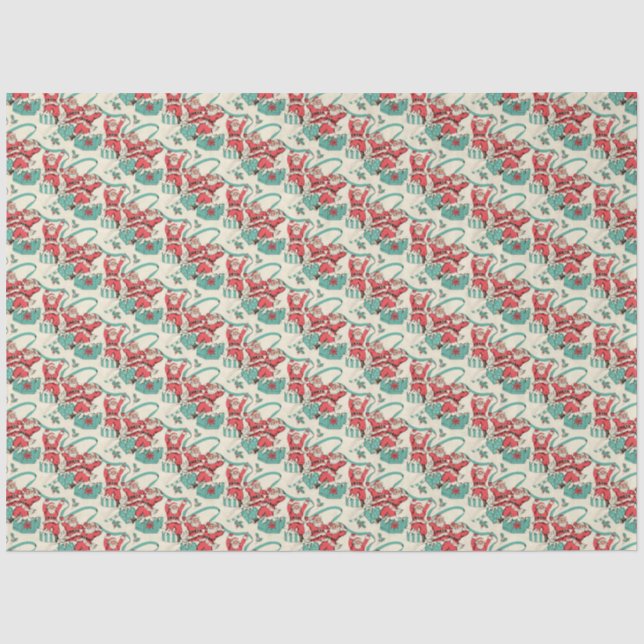 Retro Vintage Santa Christmas Tissue Paper (Front)