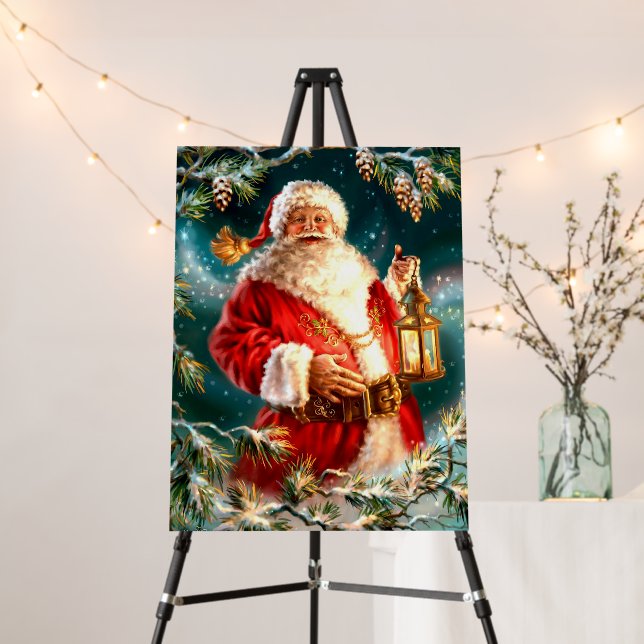 Retro Vintage Santa Claus Christmas Holiday Foam Board (In Situ (Stand))