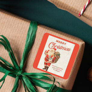 Retro Vintage Santa Claus Christmas Holiday Square Sticker