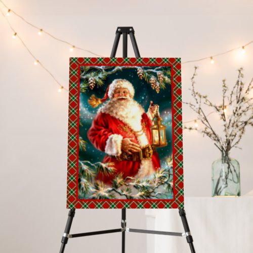 Retro Vintage Santa Claus Christmas Tartan Holiday Foam Board