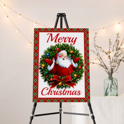 Retro Vintage Santa Claus Christmas Tartan Holiday Foam Board