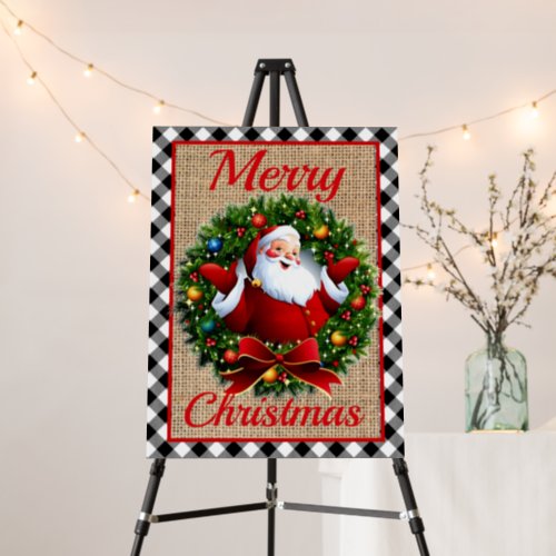 Retro Vintage Santa Claus Christmas Tartan Holiday Foam Board