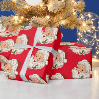 Retro Vintage Santa Claus Christmas Wrapping Paper
