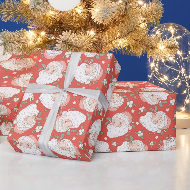 Retro Vintage Santa Claus Christmas  Wrapping Paper (Holidays)