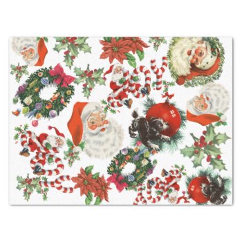 Retro Vintage Santa Claus Holiday Gift Tissue Paper by UniqueChristmasGifts at Zazzle