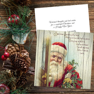 Retro Vintage Santa Claus Jolly Face Holiday Card
