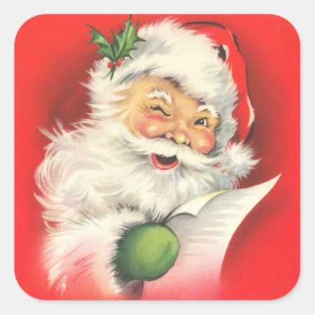 Retro Vintage Santa Claus Large Square Sticker