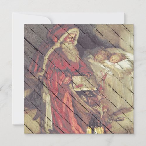 Retro  Vintage Santa Claus On Christmas Eve Holiday Card