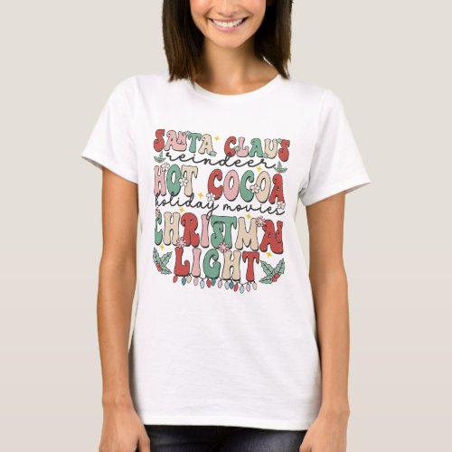 Retro Vintage Santa Claus Reindeer Festive T_Shirt