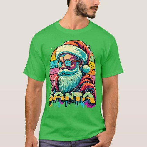 Retro Vintage Santa Claus Vibrant Graffiti Style M T_Shirt