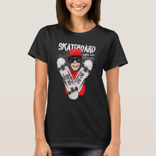 Retro Vintage Santa Cruz California Monkey Skatebo T_Shirt