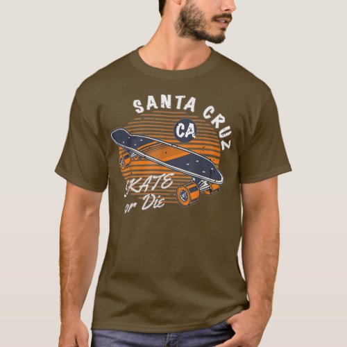 Retro Vintage Santa Cruz California SkateBoard Str T_Shirt