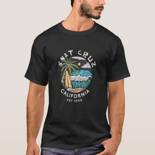 Retro Vintage Santa Cruz California Surfing Palm T T_Shirt