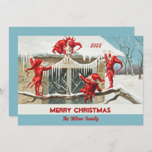 Retro Vintage Santa Elves Custom Merry Christmas Holiday Card