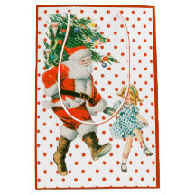Retro Vintage Santa & Girl Christmas