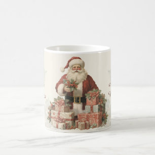 Retro Vintage Santa Holly Merry Christmas Coffee Mug