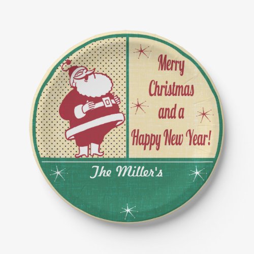 Retro Vintage Santa Paper Plates