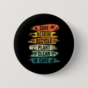 Retro Vintage Save Bees Rescue Animals Recycle Fun Button