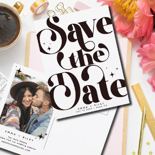 Retro Vintage Save the Date Photo Black White Postcard