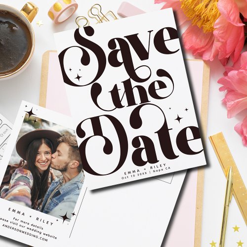 Retro Vintage Save the Date Photo  Black White Postcard