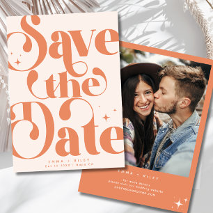 Retro Vintage Save the Date Photo Terracotta Announcement