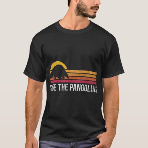 Retro Vintage Save The Pangolins Wild Animal Lover T_Shirt