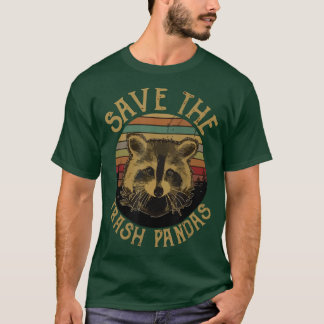Retro Vintage Save The Trash Pandas Funny Raccoon  T-Shirt