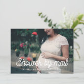 Retro vintage script Baby Shower by mail photo Invitation (Standing Front)