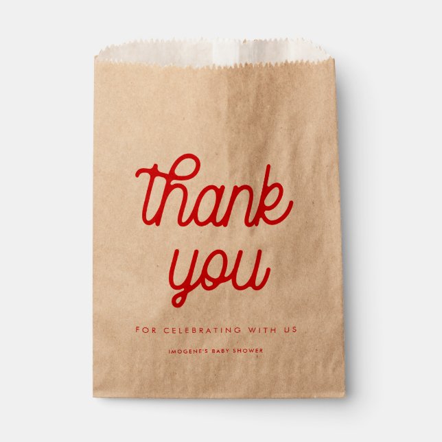 Retro vintage script Baby shower Favor Bag (Front)
