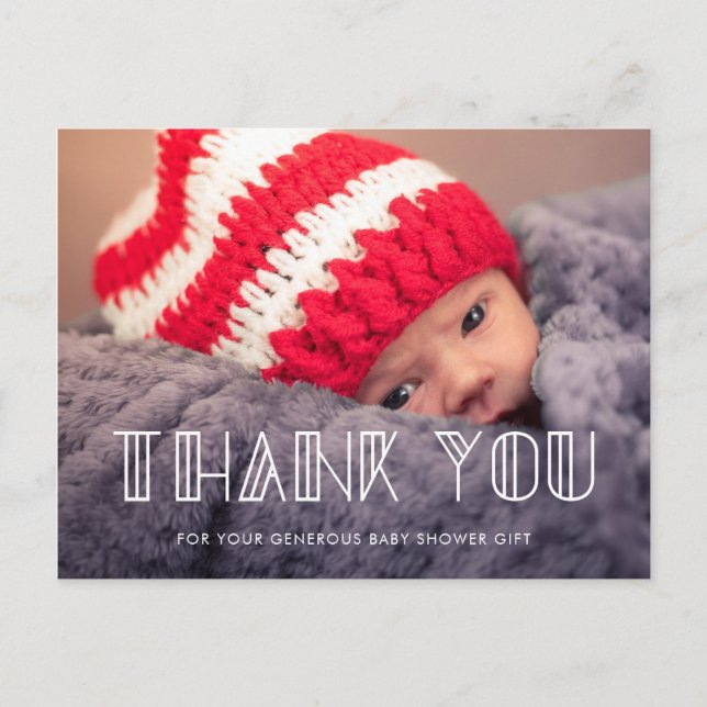 Retro vintage script Baby shower thank you Postcard (Front)