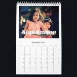 Retro vintage script family calendar 2023<br><div class="desc">A modern photo calendar with a retro script to customize with your family pictures,  a perfect way to start the year 2023. Fully customizable text colors.</div>