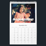 Retro vintage script family calendar 2024<br><div class="desc">A modern photo calendar with a retro script to customize with your family pictures,  a perfect way to start the year 2024. Fully customizable text colors.</div>