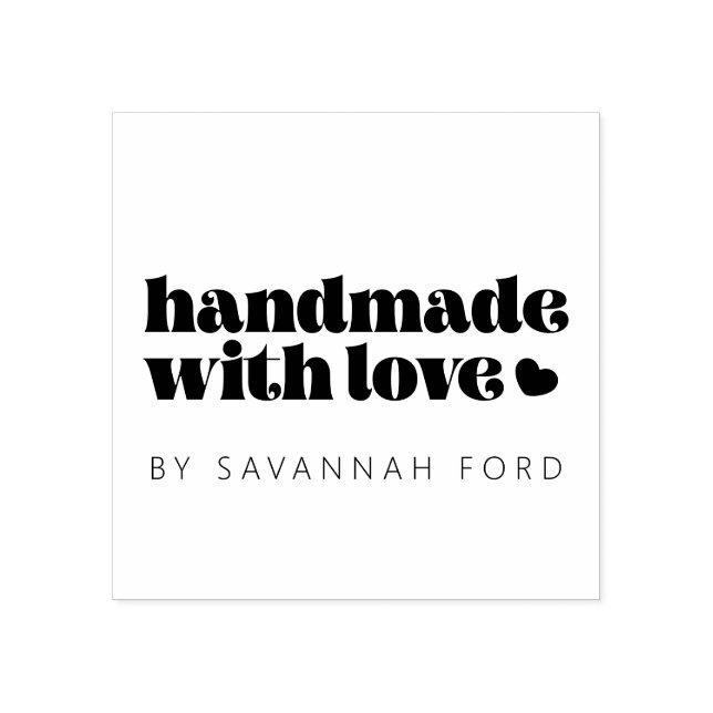 Retro vintage script Handmade with love Rubber Stamp (Imprint)