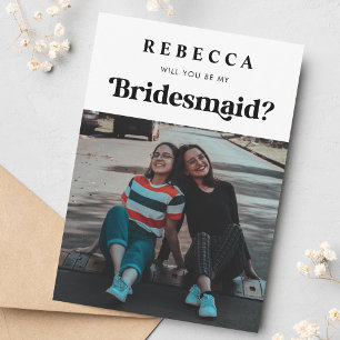 Retro Vintage Script & Photo Bridesmaid Proposal Announcement