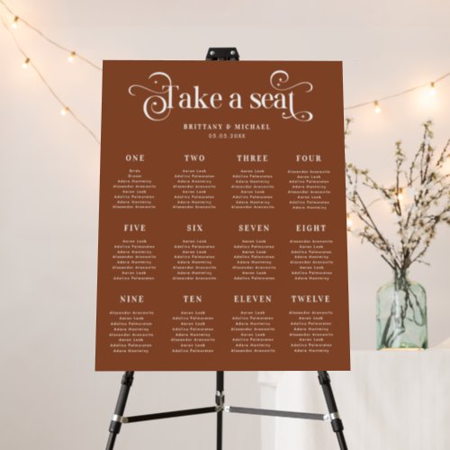 Retro Vintage Script Wedding Table Seating Foam Board