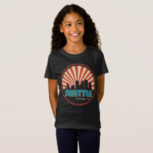 Retro Vintage Seattle Washington State Skyline 80s T-Shirt