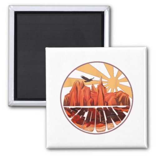 Retro Vintage Sedona Arizona Hiking Sunset Dawn So Magnet