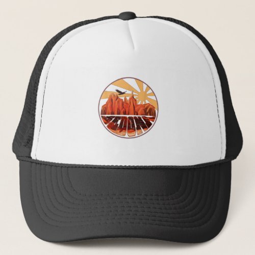 Retro Vintage Sedona Arizona Hiking Sunset Dawn So Trucker Hat