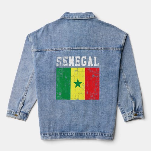 Retro Vintage Senegal Flag Senegalese Roots  Denim Jacket