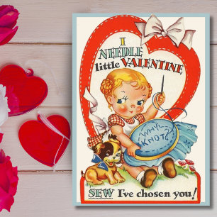 Retro Vintage Sew I've Chosen You Custom Valentine Holiday Card