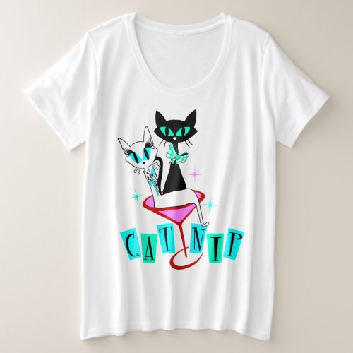 Retro Vintage Sexton Atomic Age Cat CatNip Plus Size T_Shirt