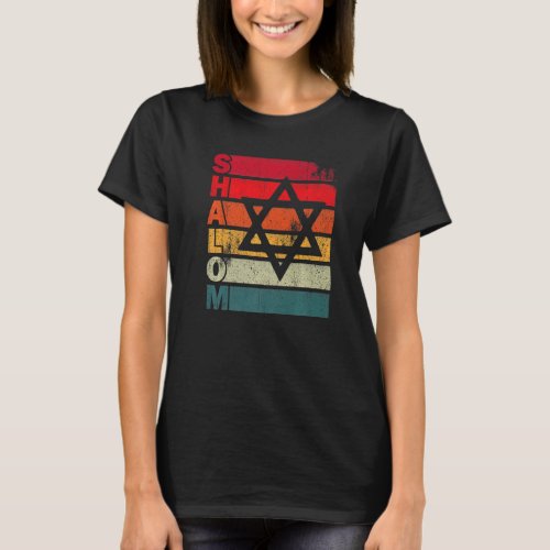 Retro Vintage Shalom Jewish Star Of David Hanukkah T_Shirt