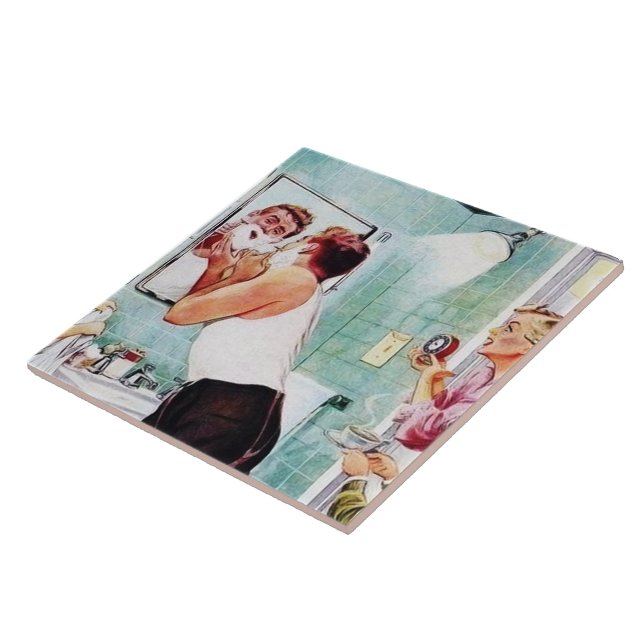 retro vintage shaving bathroom ceramic tile (Side)