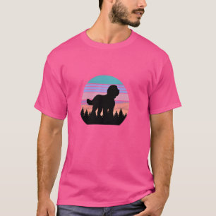 Retro Vintage Sheepadoodle Dog Sunset Distressed H T-Shirt
