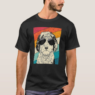 Retro Vintage Sheepadoodle with Sunglasses Doodle  T-Shirt