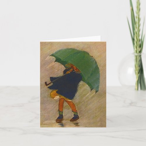 Retro Vintage Shower Umbrella Blank Note Cards